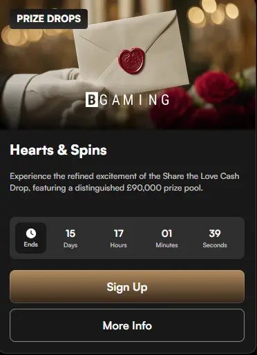 Harrys Casino Majesty's Move promotion banner for live and slot games to drive weekend engagement.