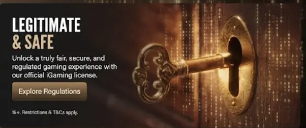 Banner highlighting official iGaming Harry Casino license and secure regulations for players.